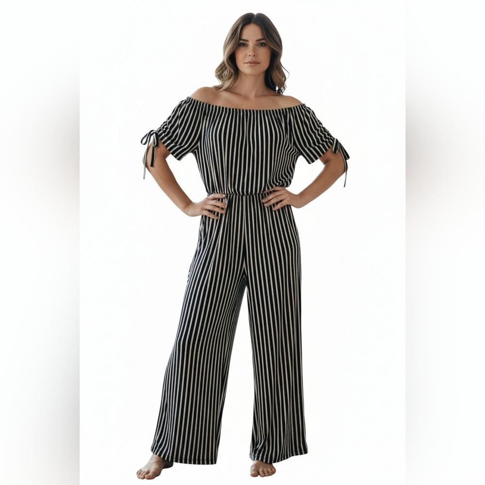 Tacera Striped Jumpsuit sz L